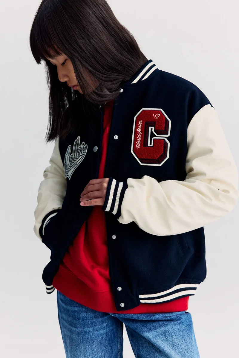 H&M Appliquéd baseball jacket